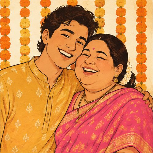 Kabir and Pinky masi, cheek to cheek