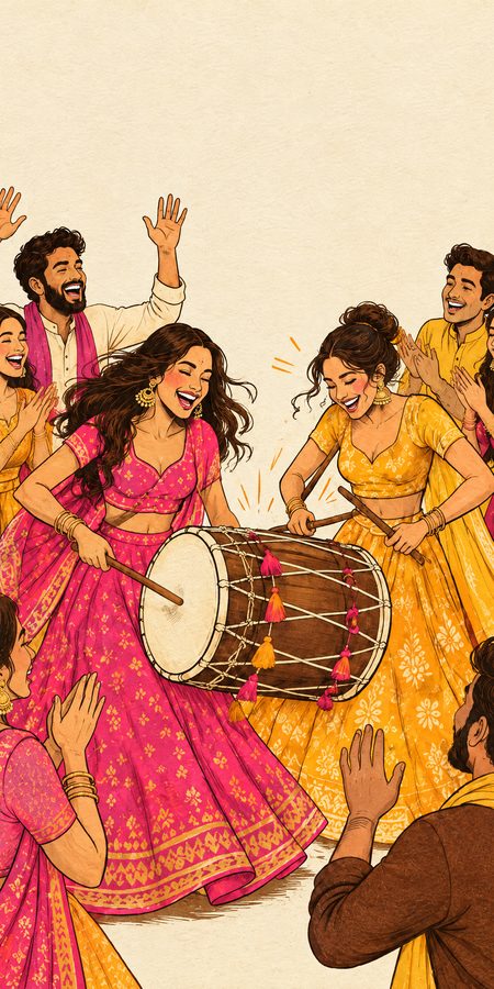 The Circles camera pointed at two cousins playing the dhol